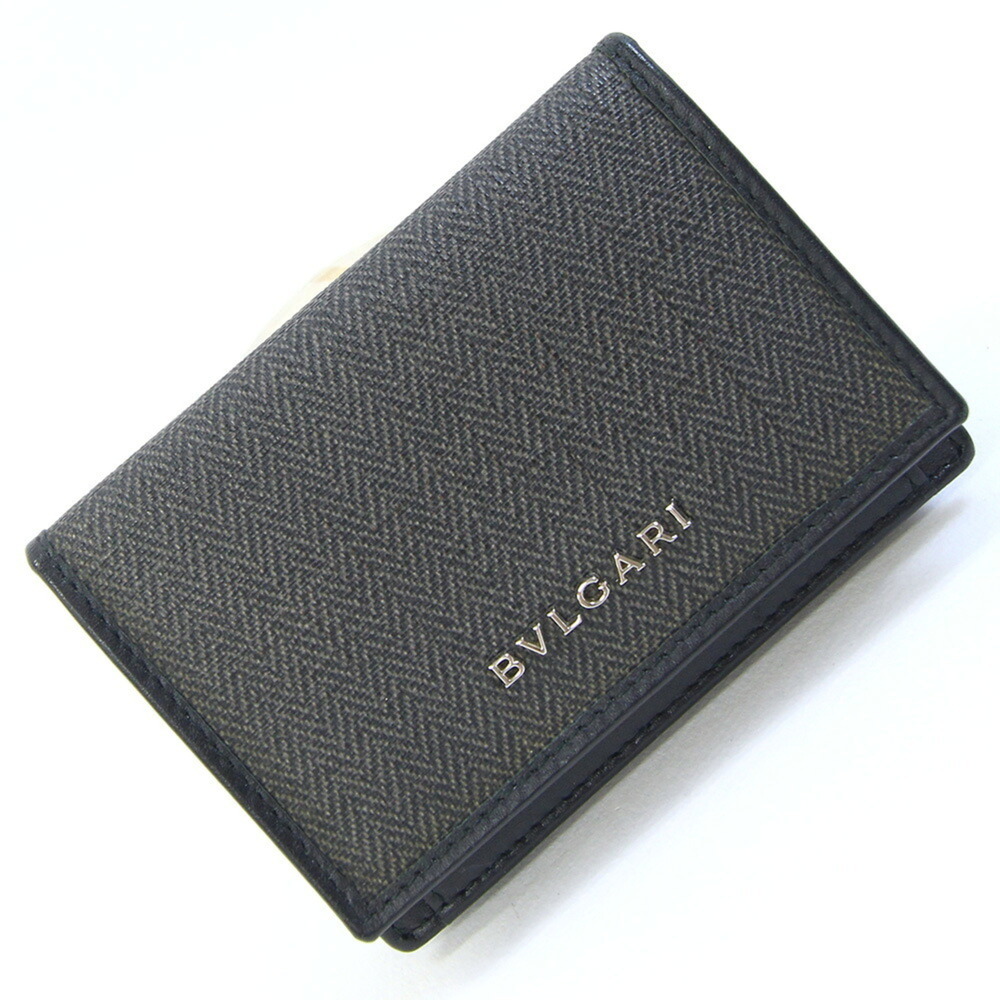 BVLGARI Weekend 32588 Business Card Holder, Coated Heritage Canvas, Grayish B...